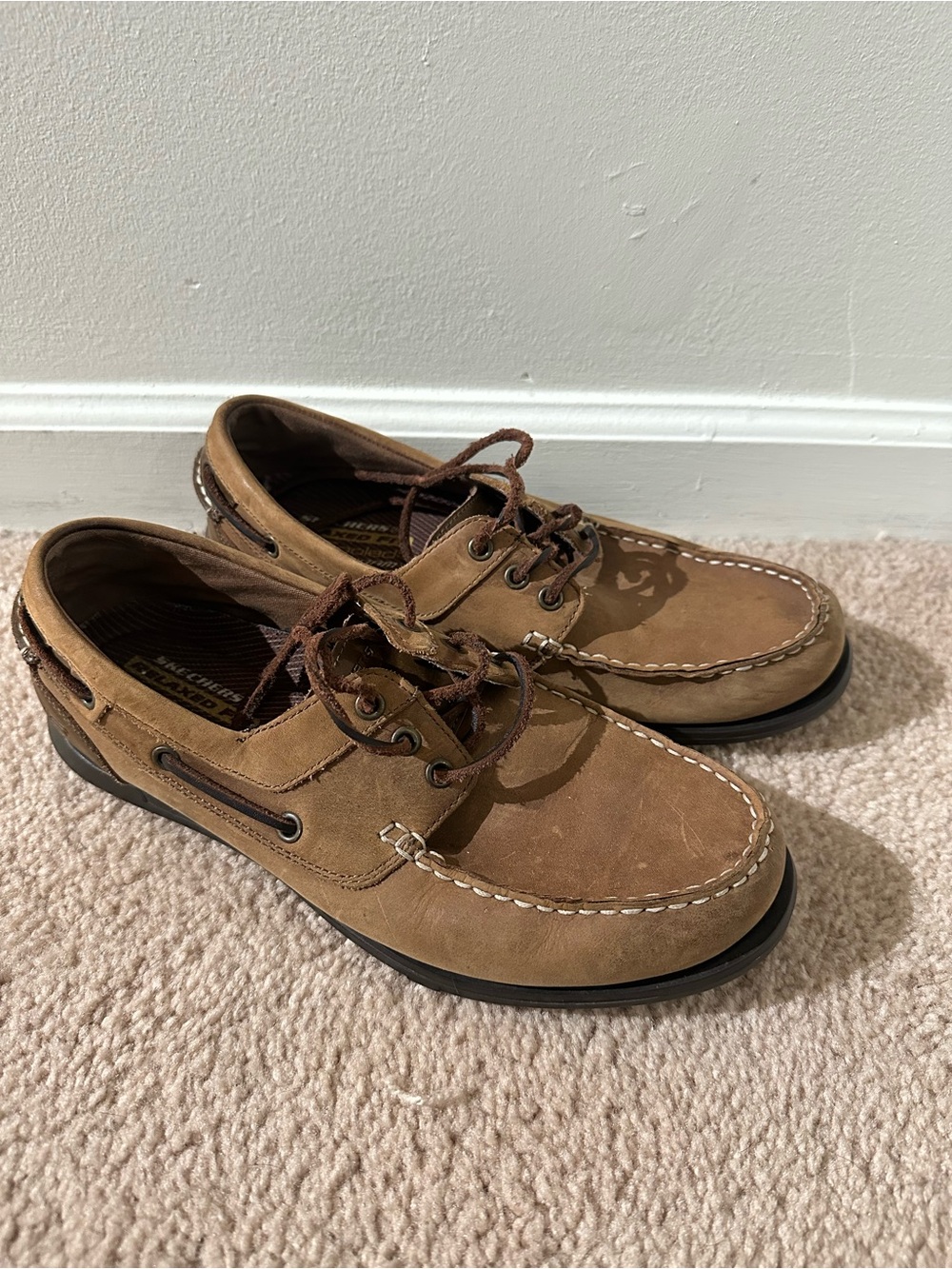 Skechers Men's Brown Suede Boat Shoes - Lace-Up Deck Shoes